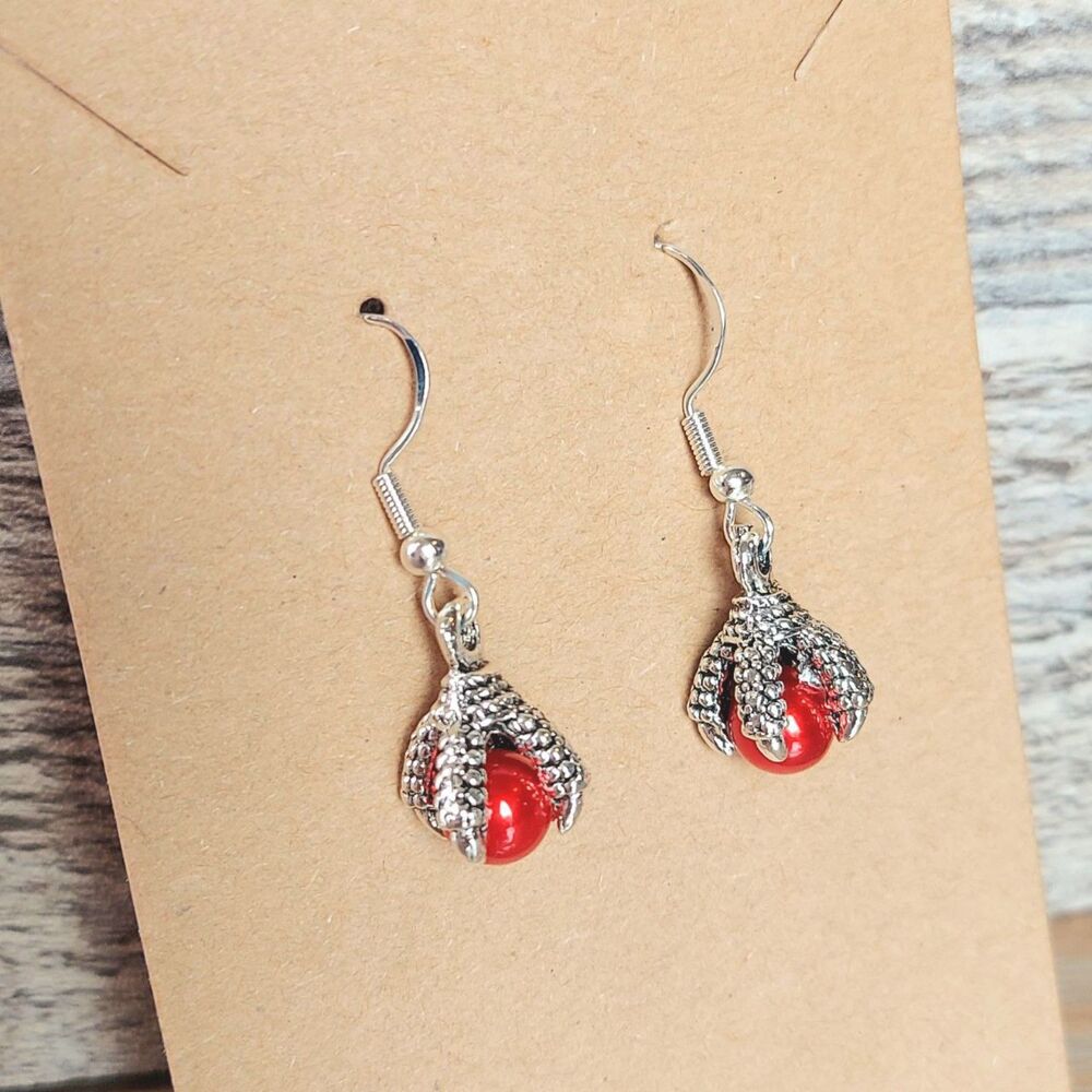 Red Dragon Claw Earrings Bird Claw Dragon Earrings